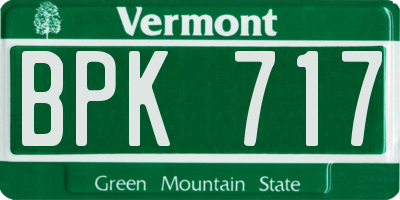 VT license plate BPK717