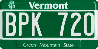 VT license plate BPK720
