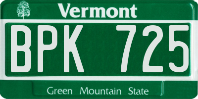 VT license plate BPK725