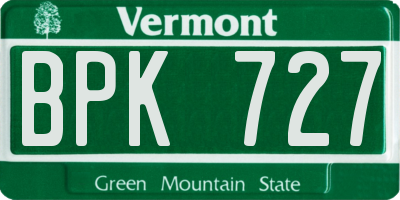 VT license plate BPK727