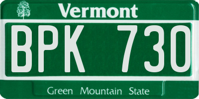 VT license plate BPK730
