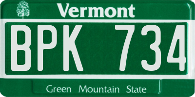 VT license plate BPK734