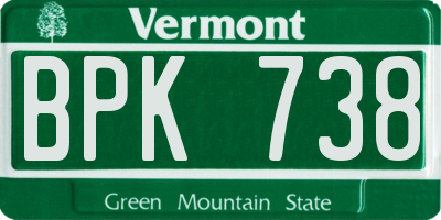 VT license plate BPK738