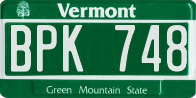 VT license plate BPK748