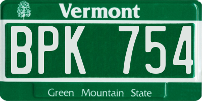 VT license plate BPK754