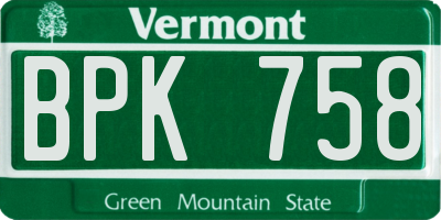 VT license plate BPK758