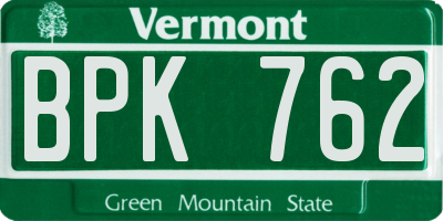 VT license plate BPK762