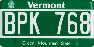 VT license plate BPK768