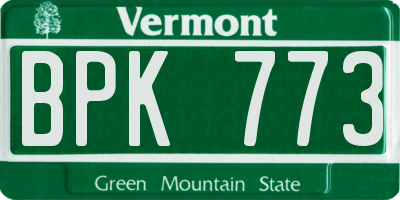 VT license plate BPK773