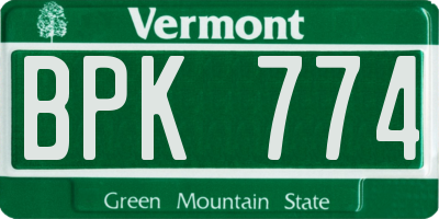 VT license plate BPK774