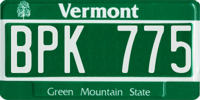 VT license plate BPK775