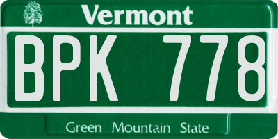 VT license plate BPK778