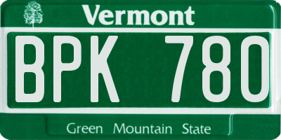 VT license plate BPK780