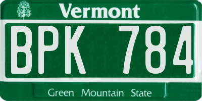 VT license plate BPK784