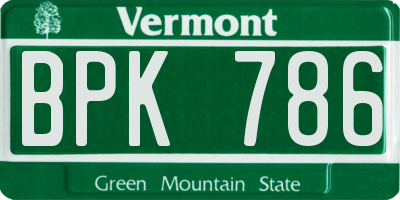 VT license plate BPK786
