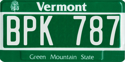 VT license plate BPK787