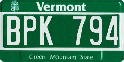 VT license plate BPK794