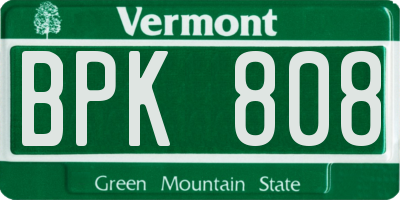VT license plate BPK808