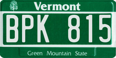 VT license plate BPK815