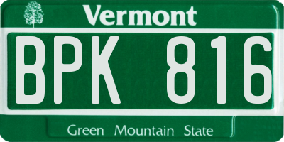 VT license plate BPK816