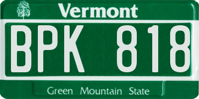 VT license plate BPK818