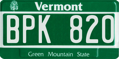 VT license plate BPK820