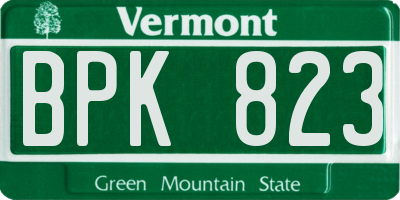 VT license plate BPK823