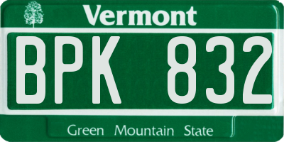 VT license plate BPK832