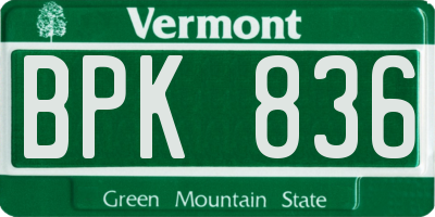 VT license plate BPK836