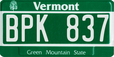 VT license plate BPK837