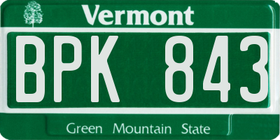 VT license plate BPK843