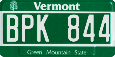 VT license plate BPK844