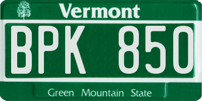 VT license plate BPK850