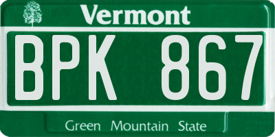 VT license plate BPK867