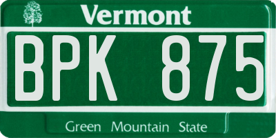 VT license plate BPK875