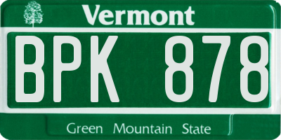 VT license plate BPK878