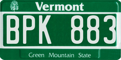 VT license plate BPK883