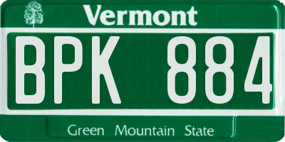 VT license plate BPK884