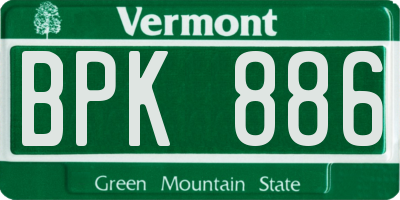 VT license plate BPK886