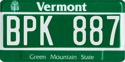 VT license plate BPK887