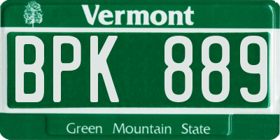 VT license plate BPK889