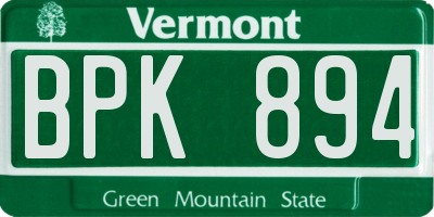 VT license plate BPK894