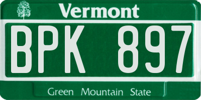 VT license plate BPK897