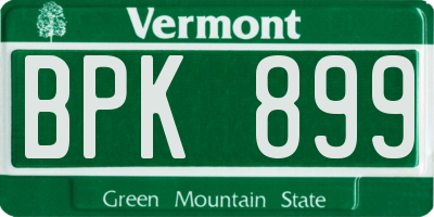 VT license plate BPK899
