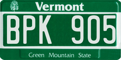 VT license plate BPK905