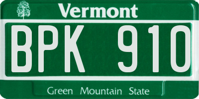 VT license plate BPK910