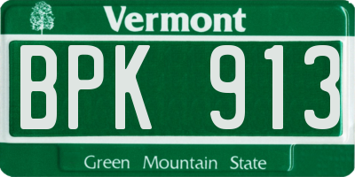 VT license plate BPK913