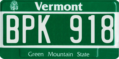 VT license plate BPK918