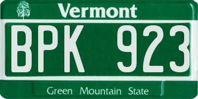 VT license plate BPK923