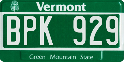 VT license plate BPK929